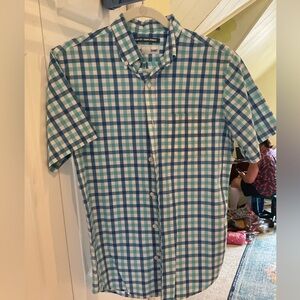 Old Navy- Slim Fit Gingham Men's Camp Shirt, blue, Size S